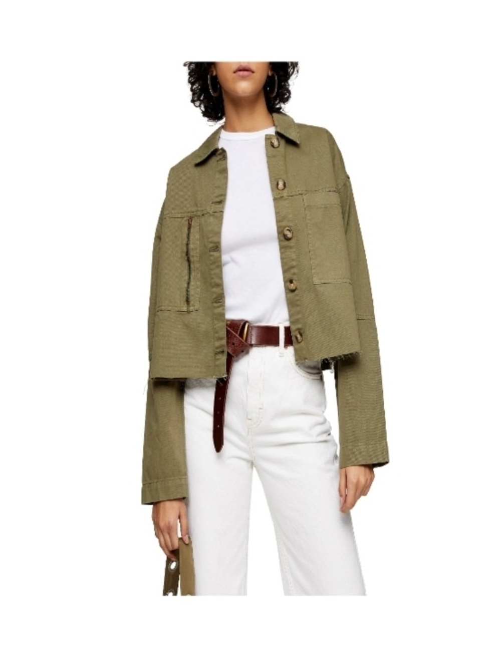 Topshop Olive Cropped Utility Jacket